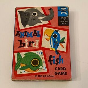 Vintage 1959 Card Game By Ed-U-Cards Bird Fish Animal 33 Cards Read Description
